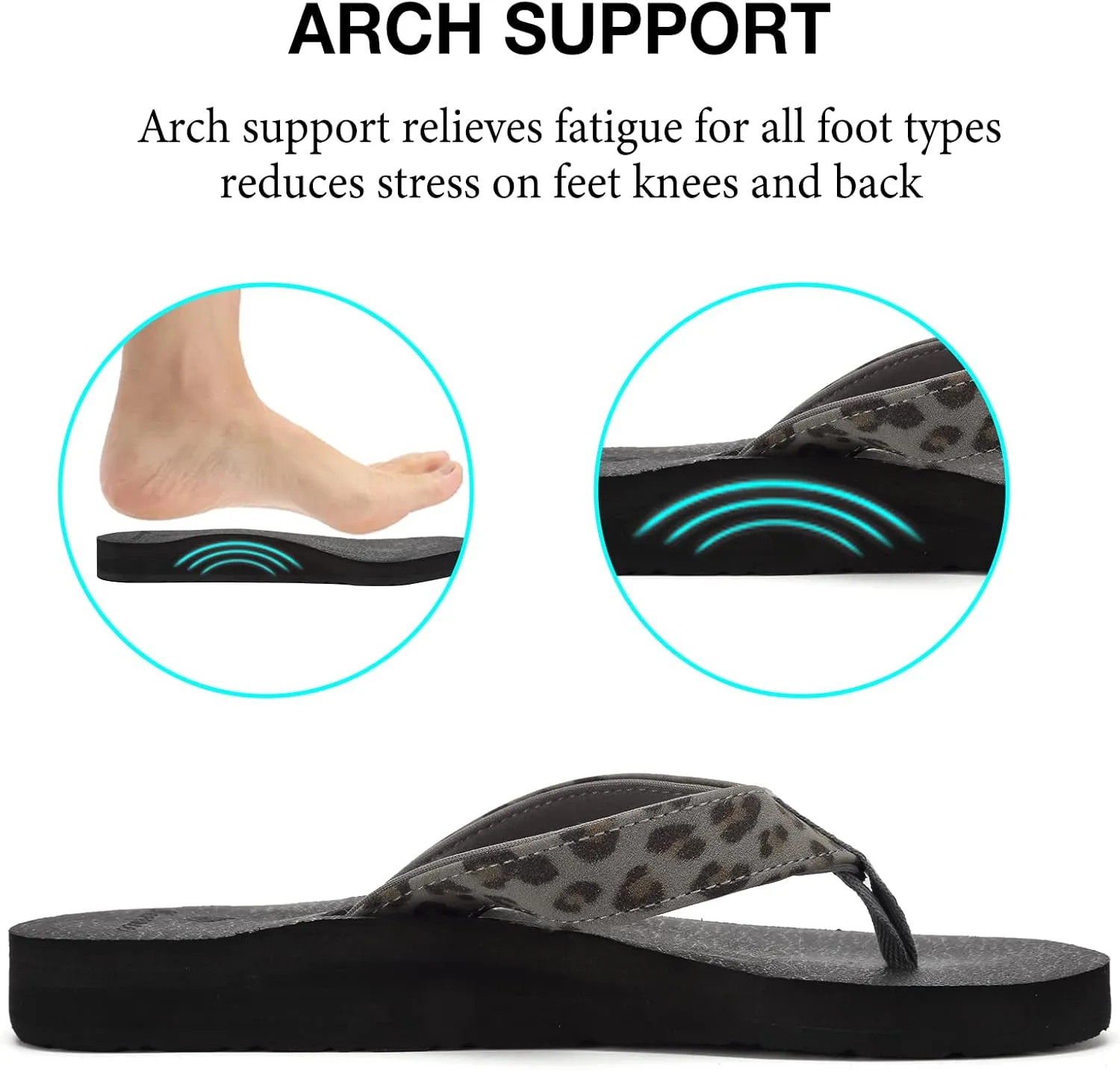EQUICK Women's Flip Flops Arch Support Yago Mat Insole Sandal Casual Slipper Outdoor and Indoor-U219SLT003-N