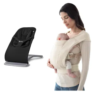Ergobaby Evolve 3-in-1 Newborn to Toddler Bouncer and Embrace Newborn Baby Carrier Bundle