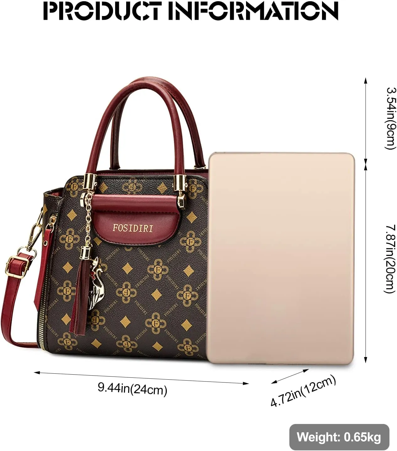 Ergocar 2022 New Women's Tote Handbags with Tassel Pendant, Fashion Vintage Tote Bag, Elegant Top-Handle Bag Boston Bag