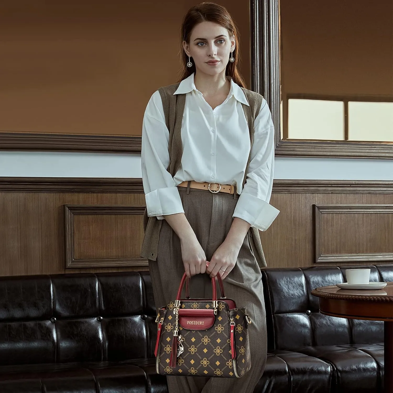 Ergocar 2022 New Women's Tote Handbags with Tassel Pendant, Fashion Vintage Tote Bag, Elegant Top-Handle Bag Boston Bag