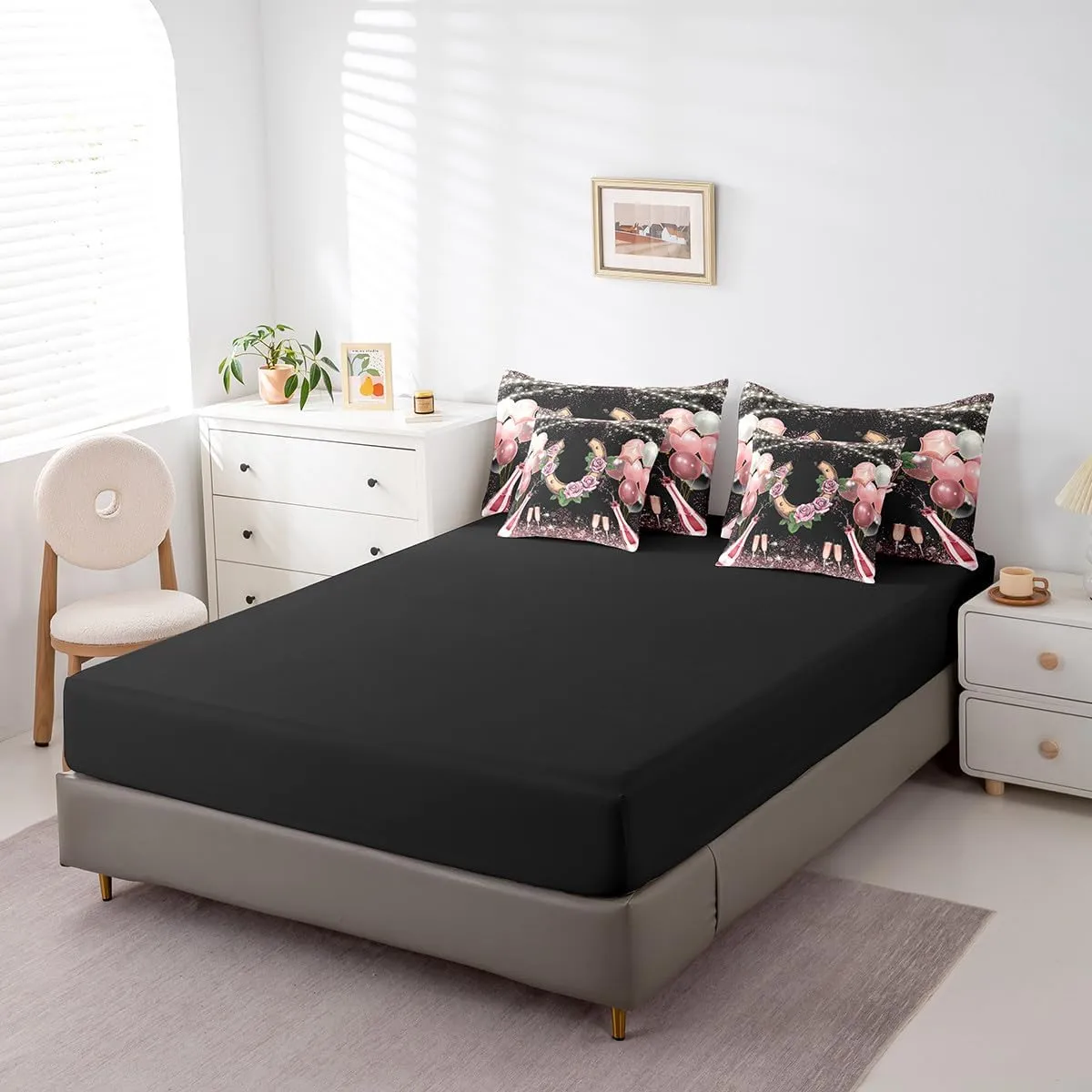 Erosebridal Disco Cowgirl Girls Full Comforter Set 7 Piece,Rose Horseshoe Bed in A Bag with Sheets for Kids Teen Women,Pink Western Cowboy Cowgirl Bedding Set Wild Western Sheet Set with Comforter