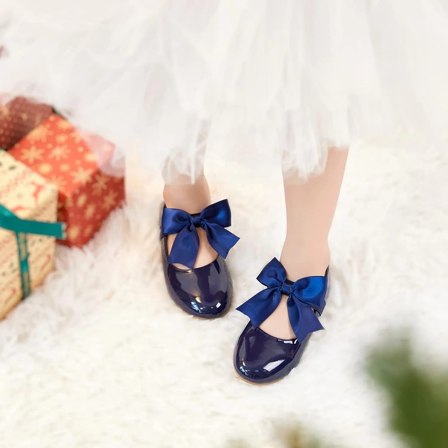 ESTINE Mary Jane Flats for Toddler Girls Little Kids Glittery Dress Princess Wedding Ballet Shoes