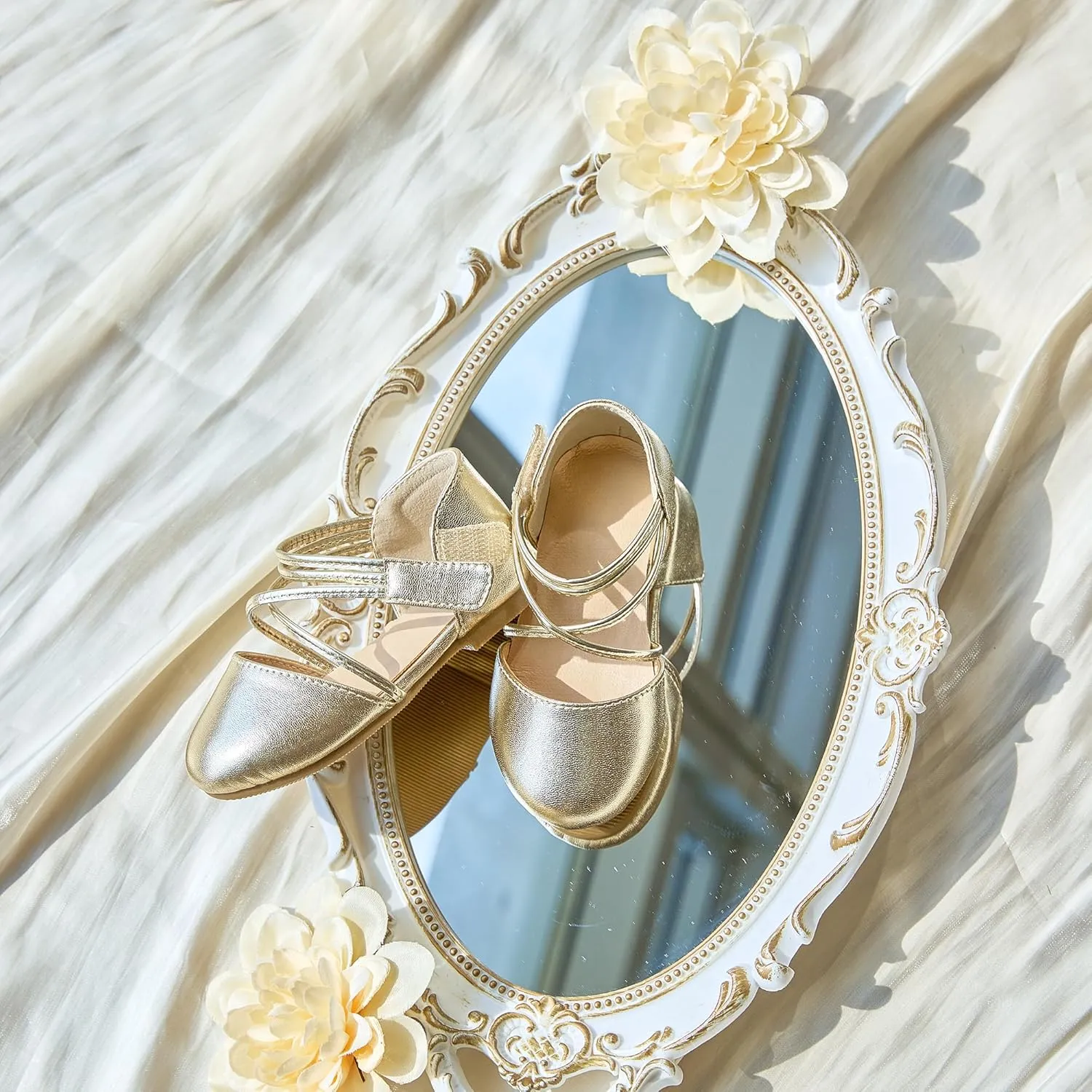 ESTINE Toddler/Little Kid Girls Dress Mary Jane Flats Flowers Fashion Princess Ballet Shoes