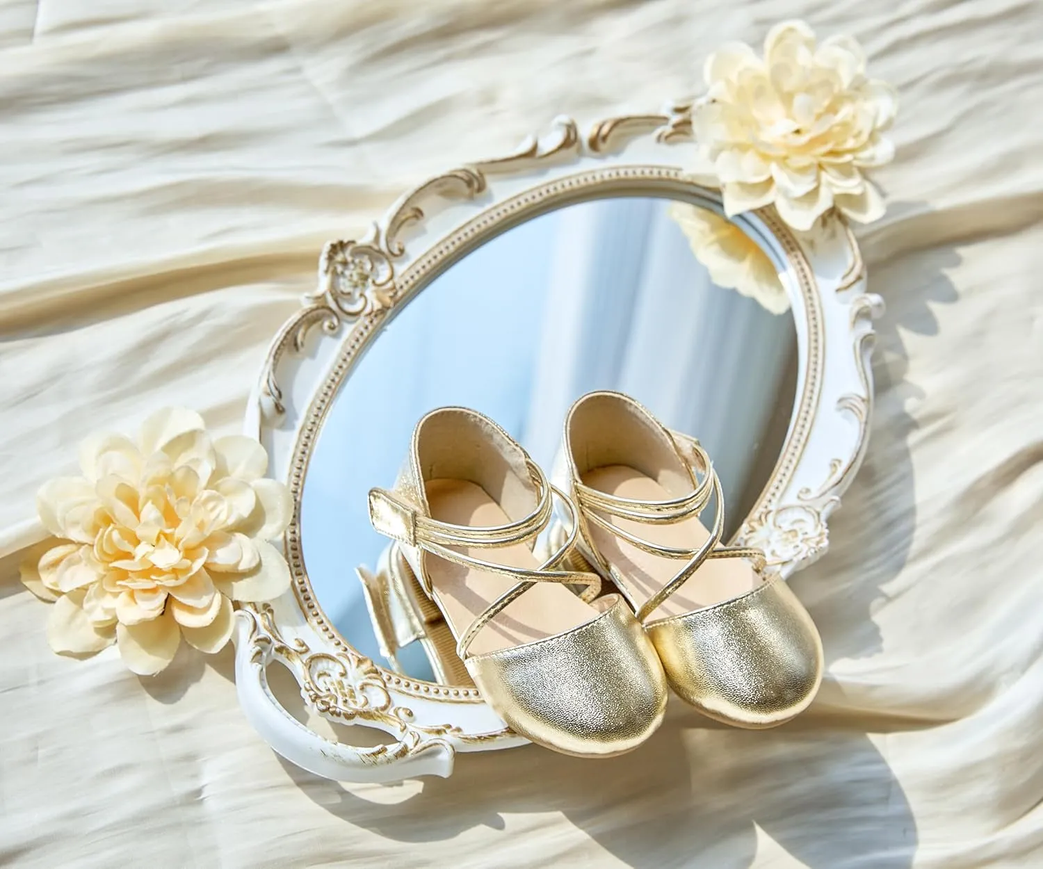 ESTINE Toddler/Little Kid Girls Dress Mary Jane Flats Flowers Fashion Princess Ballet Shoes