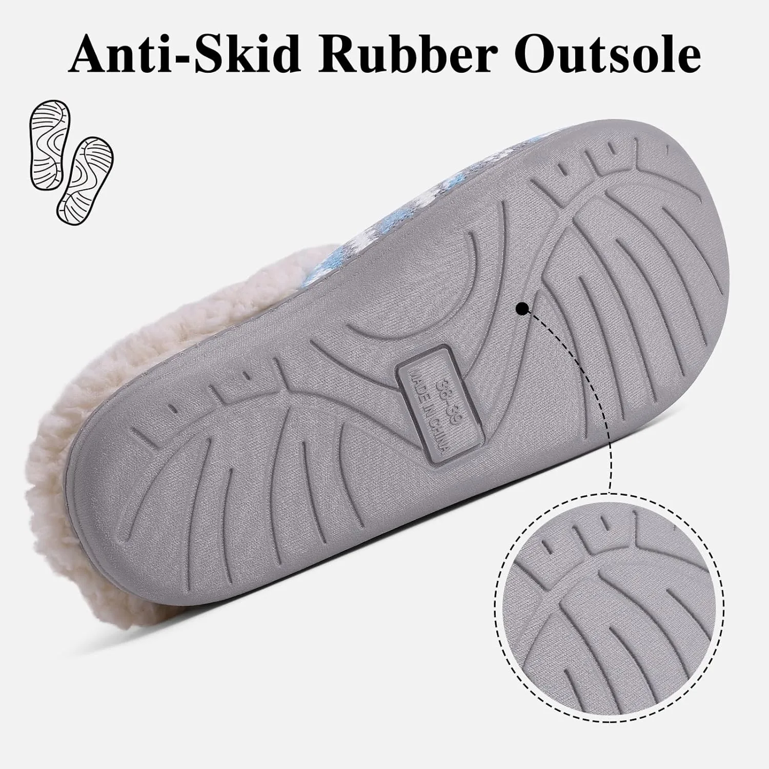 Evshine Warm Knit House Slippers for Women Comfy Fleece Lined Winter Slippers with Memory Foam and Indoor Outdoor Soles
