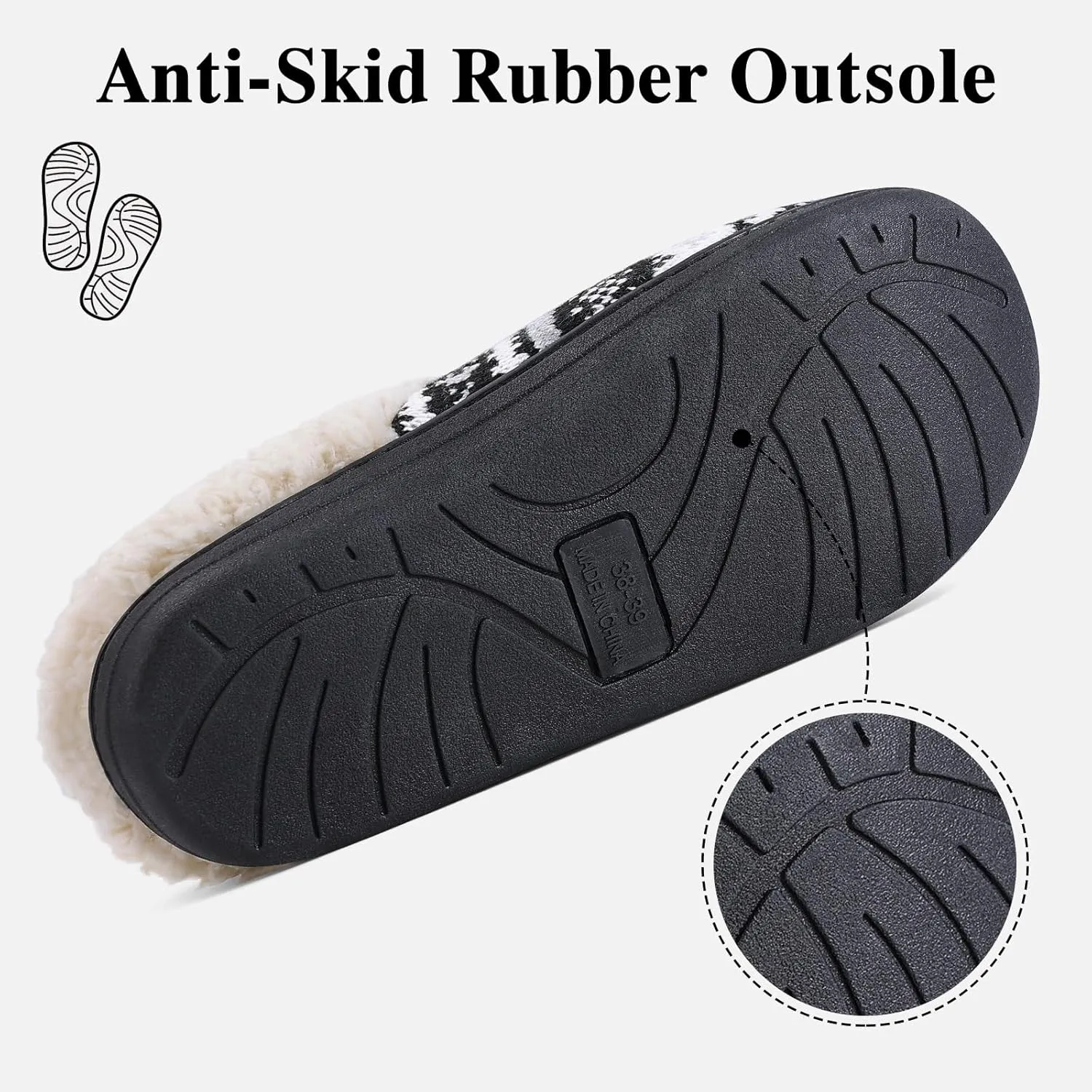 Evshine Warm Knit House Slippers for Women Comfy Fleece Lined Winter Slippers with Memory Foam and Indoor Outdoor Soles