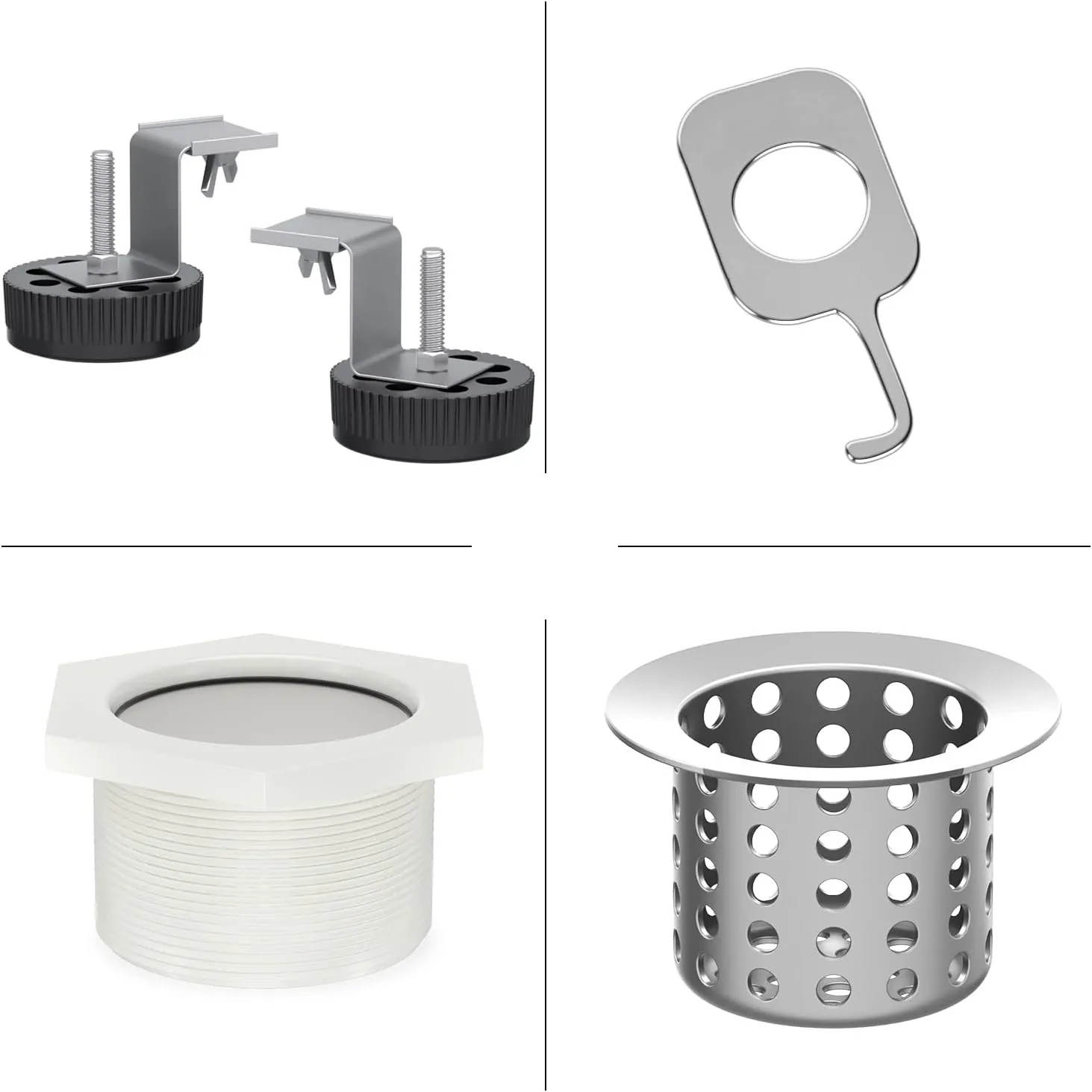 EXF Offset Linear Shower Drain 24 Inch Brushed with Reversible Flat & Tile Insert Cover, Stainless Steel Rectangle Shower Floor Drain with Hair Catcher, Adjustable Feet