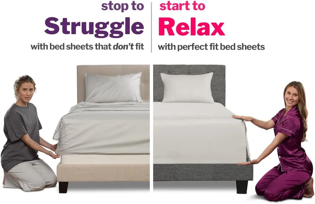 Extra Deep Pocket King Bed-Sheets – 4-Piece Includes: 18”-21” Inch Super Extra Deep Pocket Fitted Sheet – Oversize Flat Sheet – 2 Zipper Closure Pillowcases – Perfectly Fit – King Size – Bright White