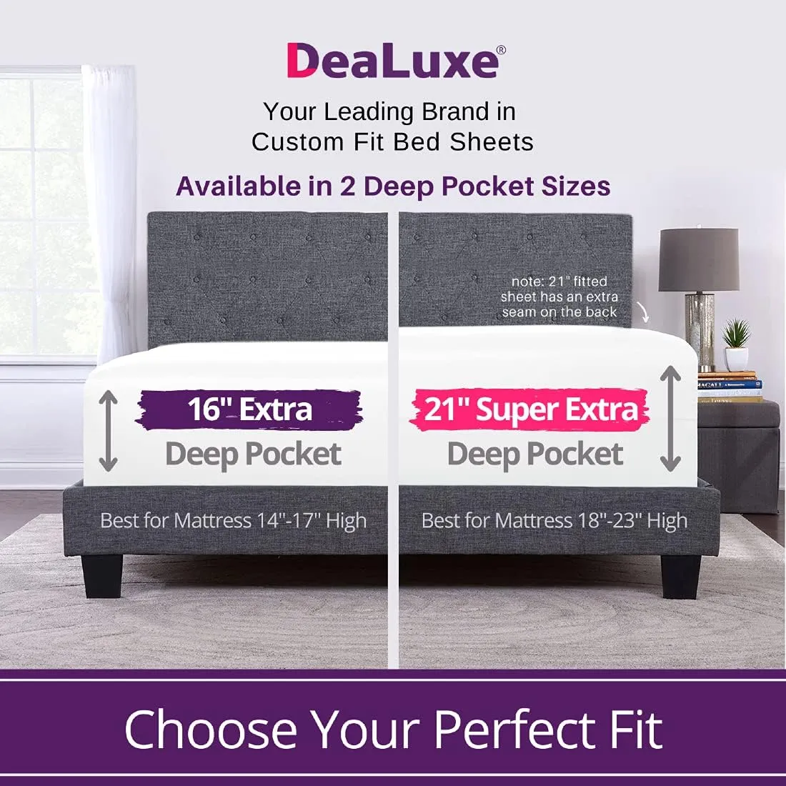 Extra Deep Pocket King Bed-Sheets – 4-Piece Includes: 18”-21” Inch Super Extra Deep Pocket Fitted Sheet – Oversize Flat Sheet – 2 Zipper Closure Pillowcases – Perfectly Fit – King Size – Bright White
