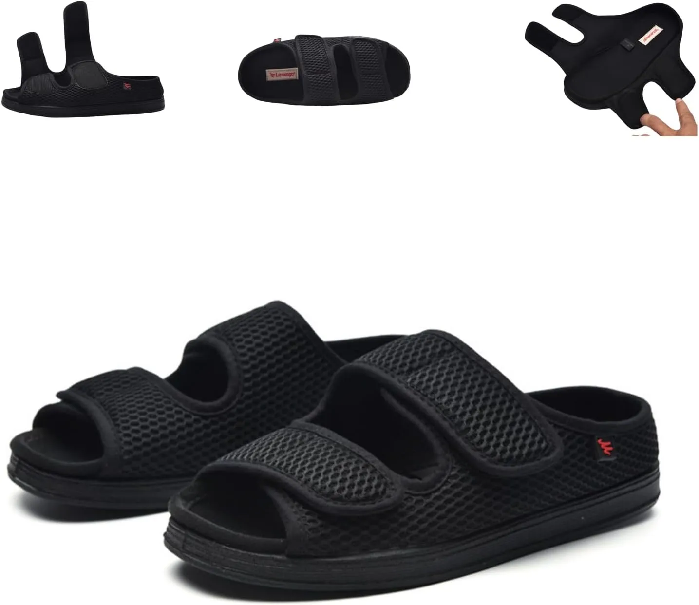 Extra Wide Diabetic Foot Shoes,Unisex for Swollen Feet,Adjustable Slippers,Men's Diabetic Sandals for Obesity,Hallux Valgus,Plantar Fasciitis,Arthritis,Black