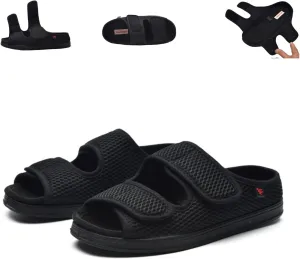 Extra Wide Diabetic Foot Shoes,Unisex for Swollen Feet,Adjustable Slippers,Men's Diabetic Sandals for Obesity,Hallux Valgus,Plantar Fasciitis,Arthritis,Black