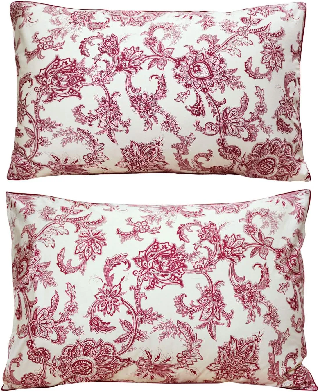 FADFAY Red Floral Bedding Elegant Bed Sheets Set Luxury Bedding Collections 800 Thread Count 100% Egyptian Cotton Deep Pocket Fitted Sheet,4 Piece-California King Size