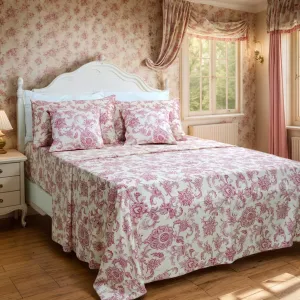 FADFAY Red Floral Bedding Elegant Bed Sheets Set Luxury Bedding Collections 800 Thread Count 100% Egyptian Cotton Deep Pocket Fitted Sheet,4 Piece-California King Size