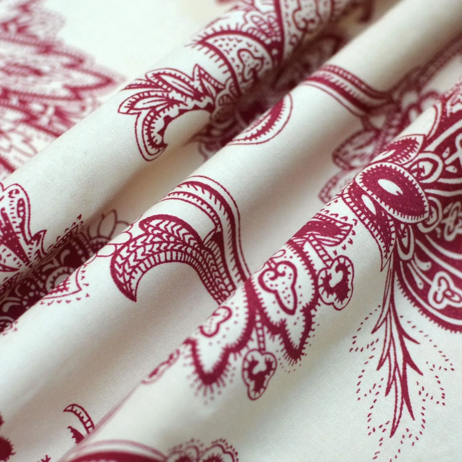 FADFAY Red Floral Bedding Elegant Bed Sheets Set Luxury Bedding Collections 800 Thread Count 100% Egyptian Cotton Deep Pocket Fitted Sheet,4 Piece-California King Size