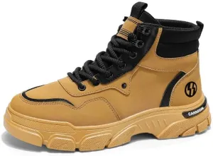 Fashionable thick-soled mid-sized workwear men's boots, Korean version thickened, lightweight, trendy, versatile, wear-resistant and breathable men's casual shoes