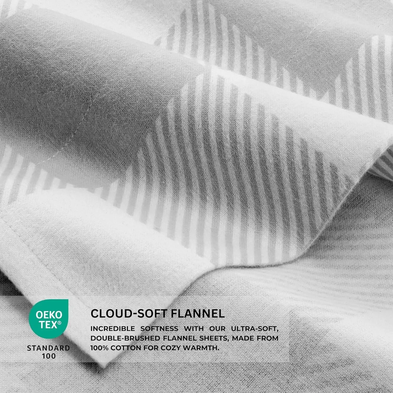 Featherhead™ 100% Cotton 4PCs Flannel Sheet Set, Queen Size, Gingham | Double-Brushed for Extra Softness, Warm & Breathable, Extra Deep Pockets fits Up to 17” – 1 Flat, 1 Fitted, 2 Pillowcase
