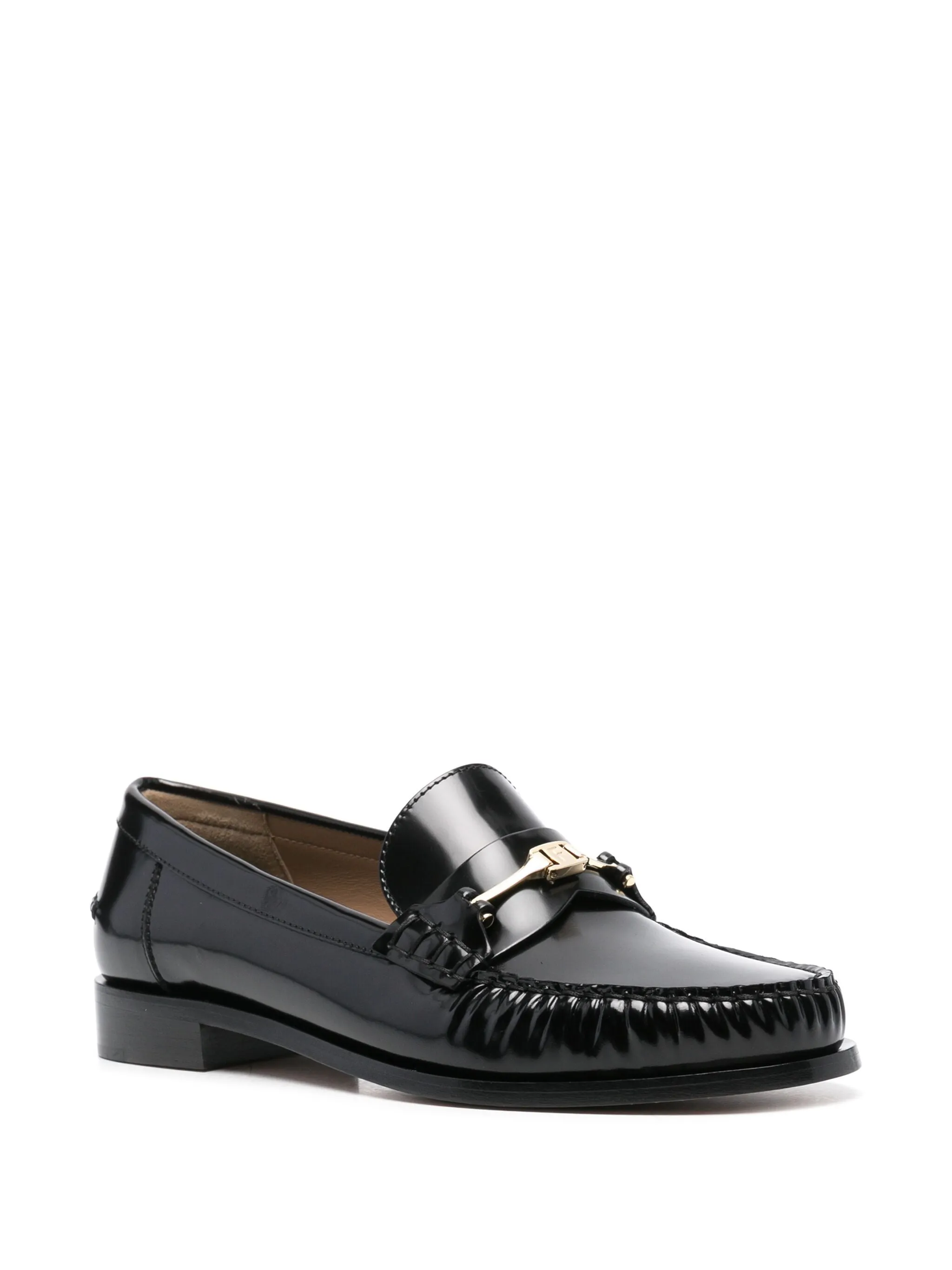 Ferragamo svarta platta mockasiner med kedja