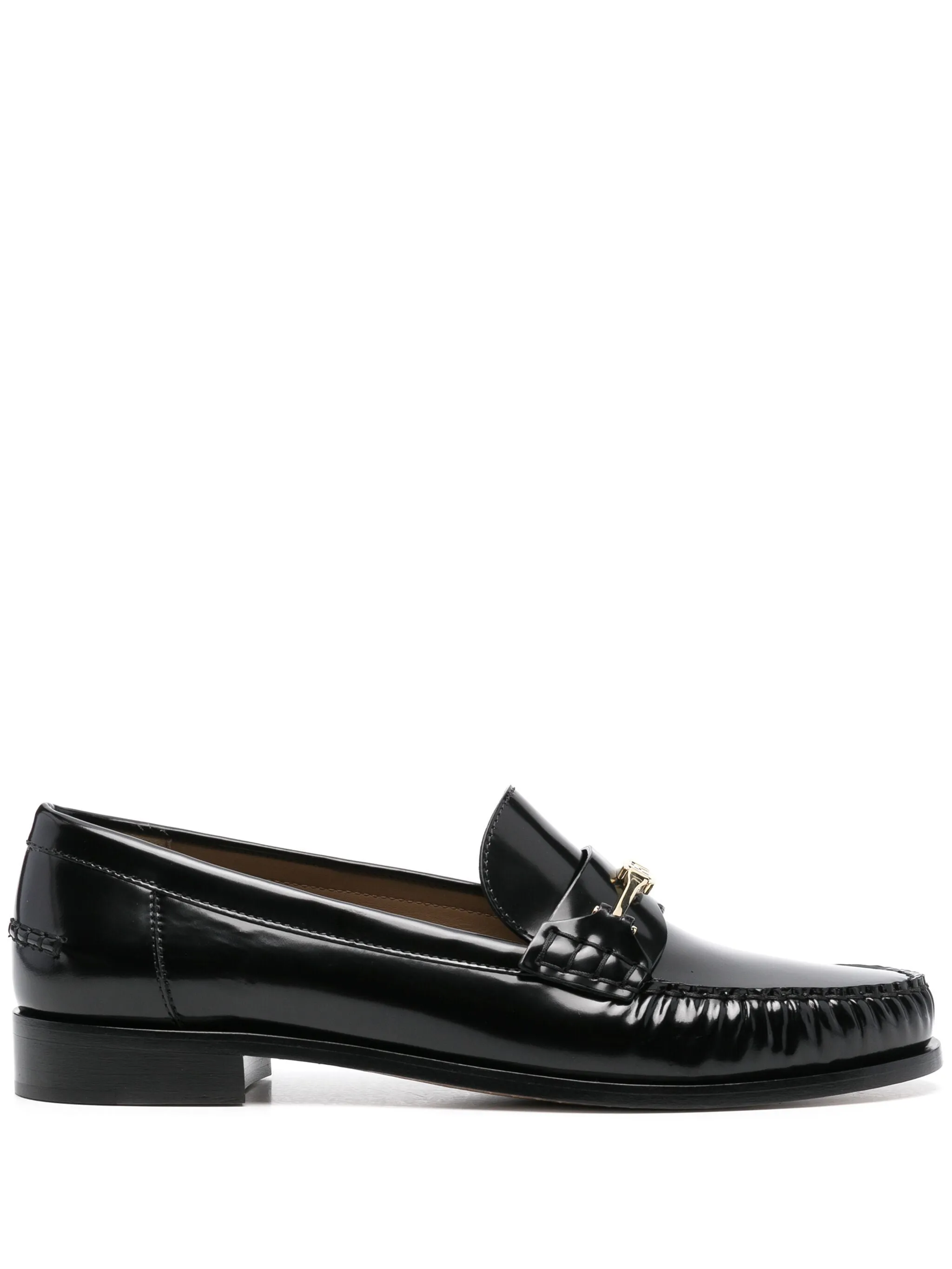 Ferragamo svarta platta mockasiner med kedja