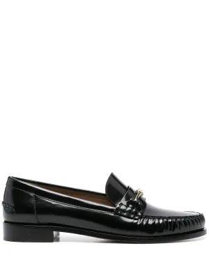 Ferragamo svarta platta mockasiner med kedja
