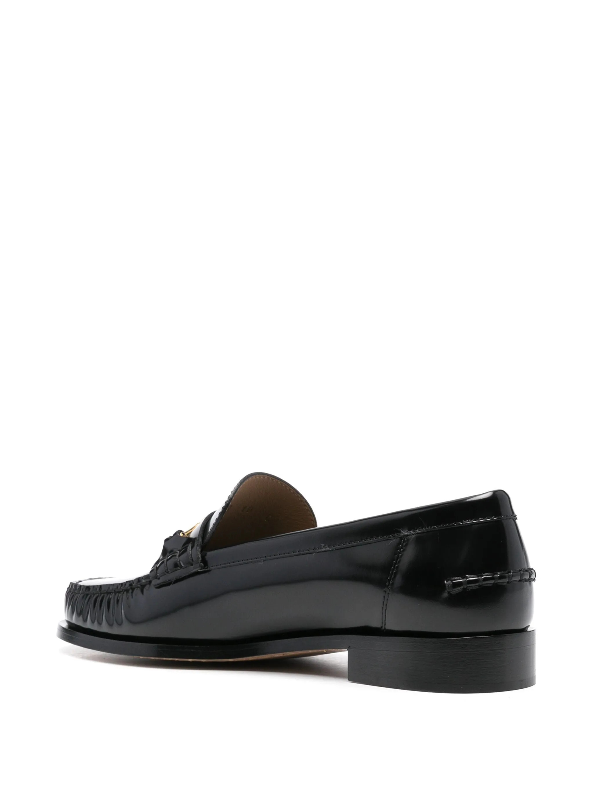 Ferragamo svarta platta mockasiner med kedja