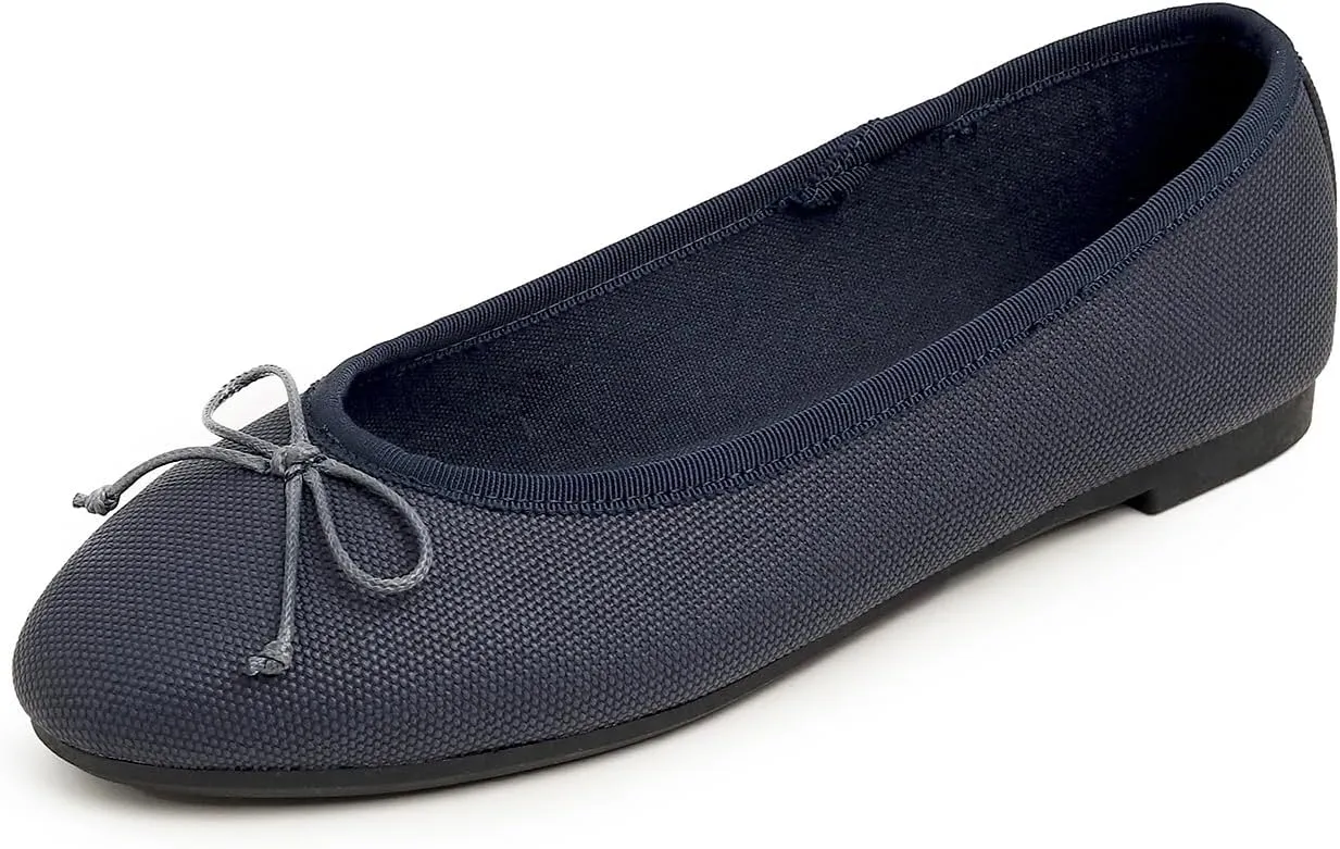 FEVERSOLE Women's Bow Tie Fashion Dress Slip On Shoes Round Toe Ballet Flat