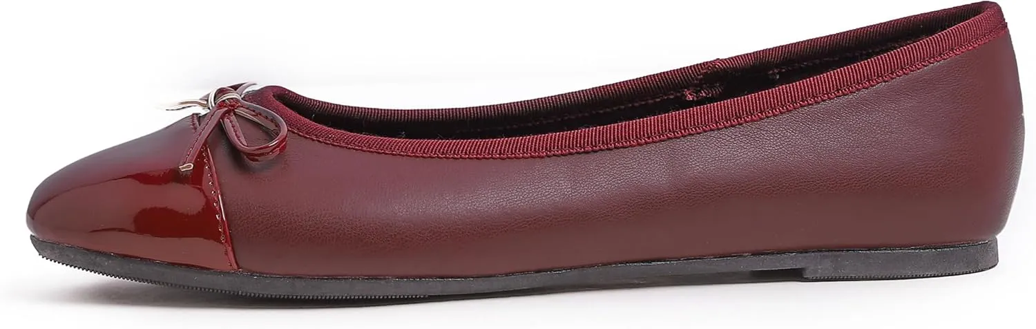 FEVERSOLE Women's Bow Tie Fashion Dress Slip On Shoes Round Toe Ballet Flat