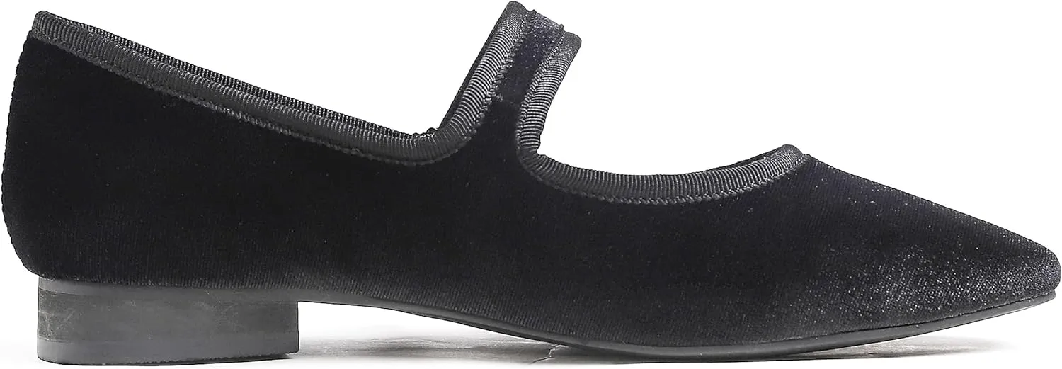 FEVERSOLE Women's Mary Jane Fashion Square Toe Easy Buckle Low Heel Slip On Flats