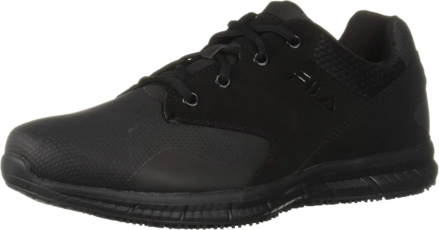 Fila Men's Memory Layers Slip Resistant Work Shoe Food Service, Black, 7