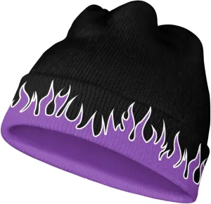 Fire Flame Beanie Hats for Men Women Soft Warm Graphic Beanie Novelty Funny Cuffed Skull Caps Winter Hat