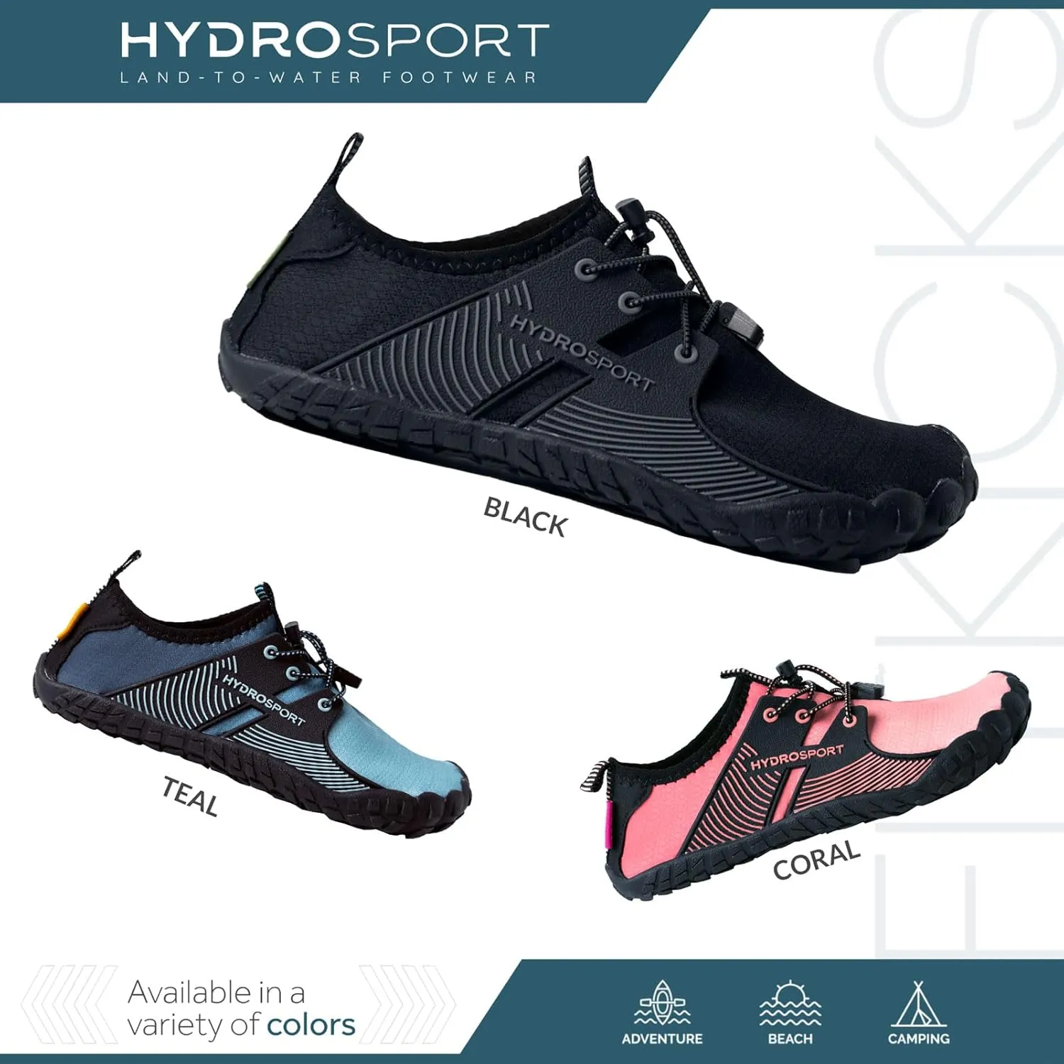 FITKICKS HydroSport Land-to-Water Footwear, Unisex Barefoot Shoes, Ideal for Beach, Yoga, Surf, Camping Accessories, Versatile Barefoot Shoes for Men and Women
