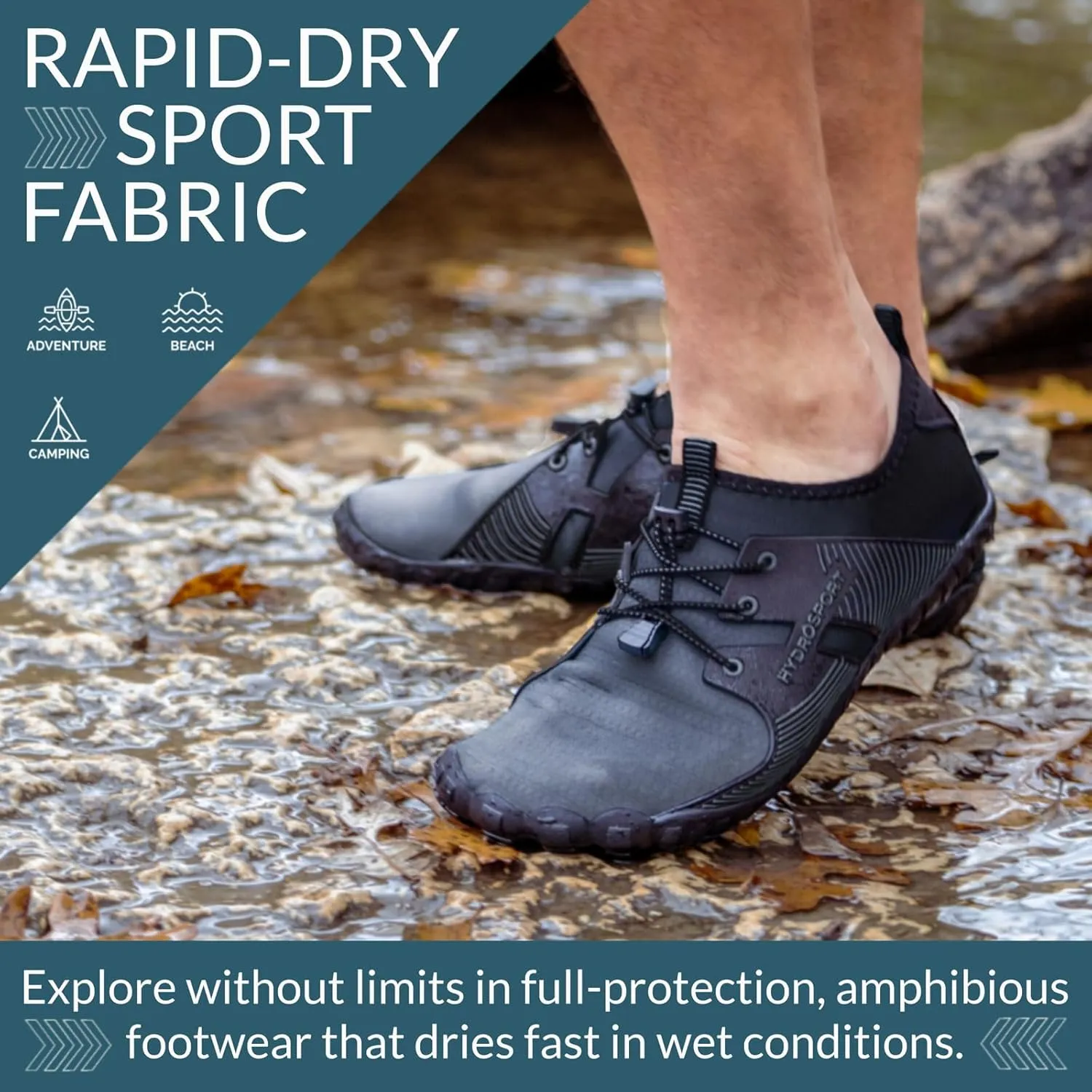 FITKICKS HydroSport Land-to-Water Footwear, Unisex Barefoot Shoes, Ideal for Beach, Yoga, Surf, Camping Accessories, Versatile Barefoot Shoes for Men and Women