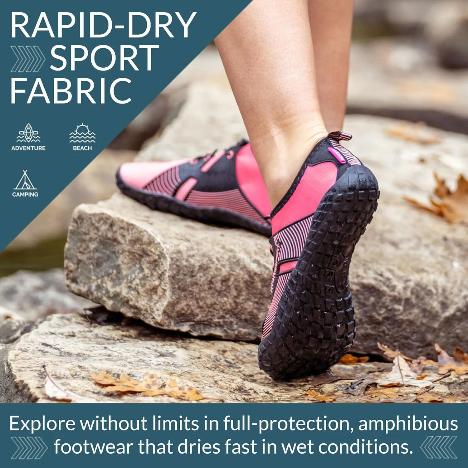 FITKICKS HydroSport Land-to-Water Footwear, Unisex Barefoot Shoes, Ideal for Beach, Yoga, Surf, Camping Accessories, Versatile Barefoot Shoes for Men and Women