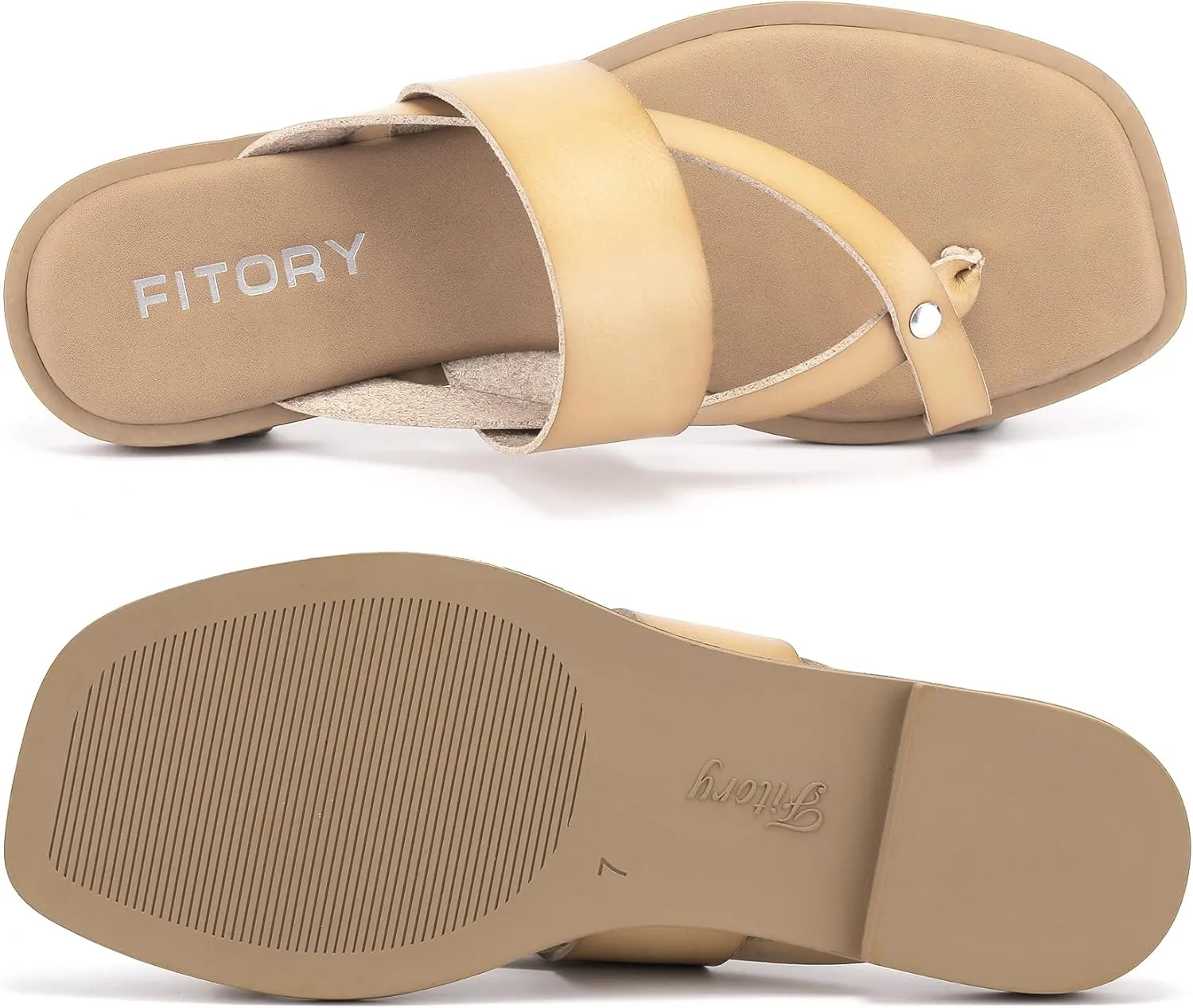 FITORY Womens Flat Sandals With Casual Fashion Slides and Flip Flops Split Toes Style for Lady Summer Size 6-11