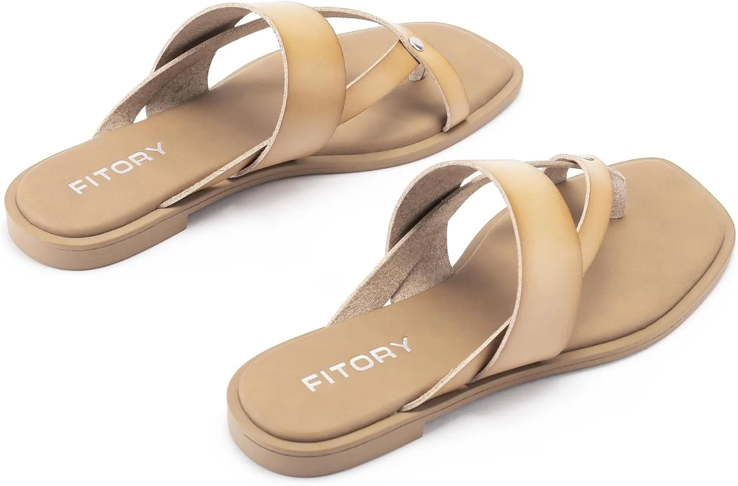 FITORY Womens Flat Sandals With Casual Fashion Slides and Flip Flops Split Toes Style for Lady Summer Size 6-11