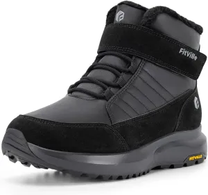 FitVille Wide Width Mens Winter Boots Fur Lined Extra Wide Snow Boots Lightweight Non Slip Hiking Boots Outdoor Diabetic Shoes for Flat Feet