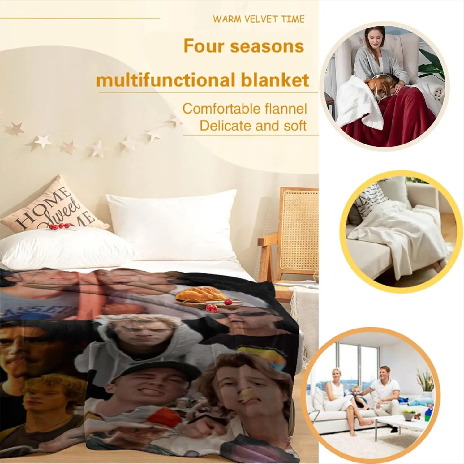 Flannel Blanket 280g JJ Actor Star Maybank Drew Cozy Bedroom Starkey Outdoor Indoor Throw Air Conditioning Soft Warm Plush Blankets Sofa Living Room Home Decor-30×40"