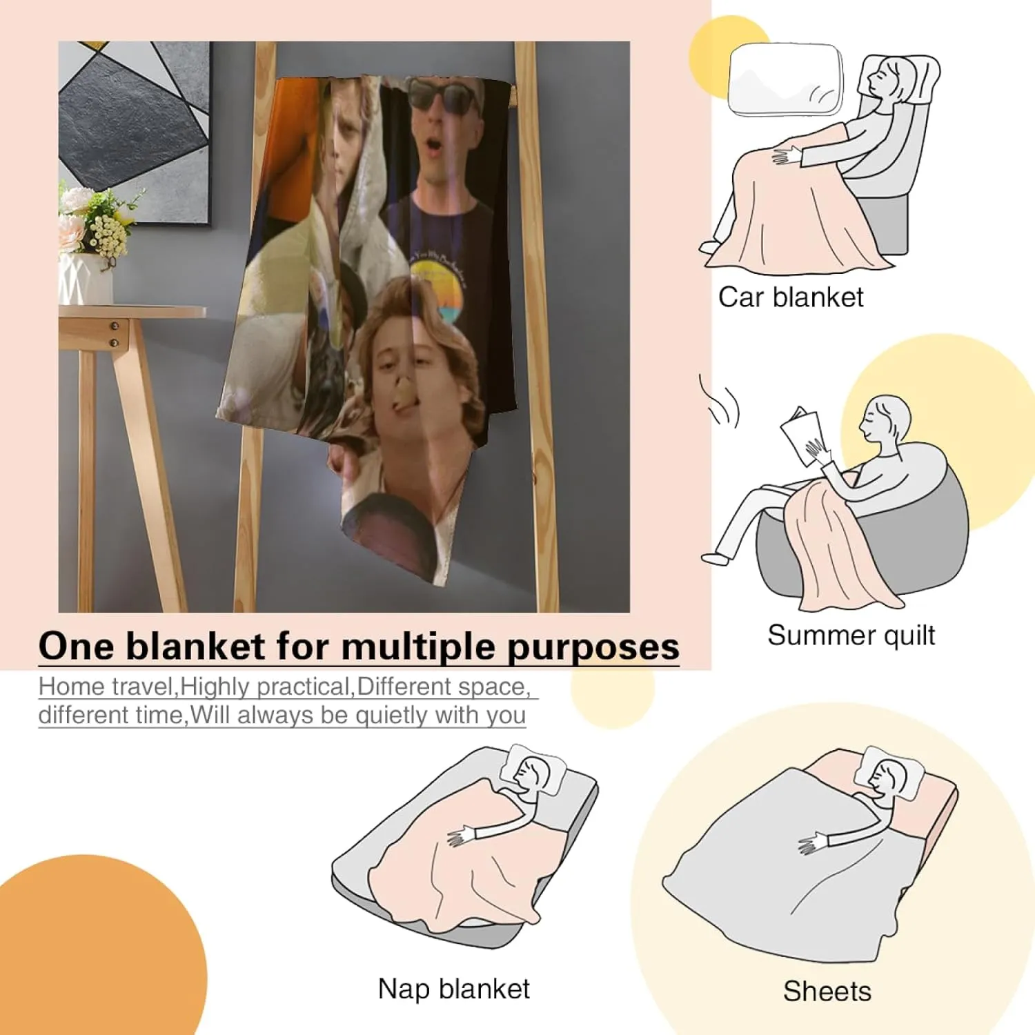 Flannel Blanket 280g JJ Actor Star Maybank Drew Cozy Bedroom Starkey Outdoor Indoor Throw Air Conditioning Soft Warm Plush Blankets Sofa Living Room Home Decor-30×40"