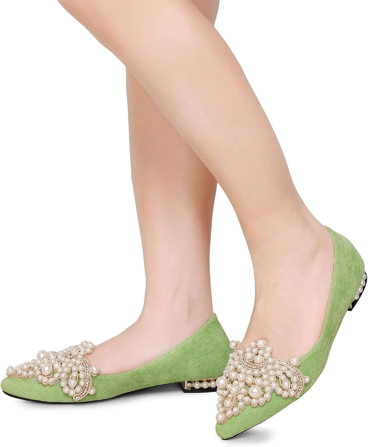 Flats for Women Bling Rhinestone Pointed Flat Shoes Comfort Slip on Low Heel Wedding Dress Shoes Ballet Flat Shoe