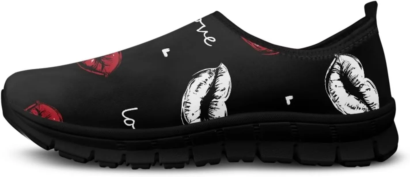 Flowers Casual House Shoes Breathable Mesh Sneakers for Women Comfort Soft Anti-Slip Shock Absorption EVA Sole Hiking Shoes for Outdoor Size 5.5-11.5 Black Sole