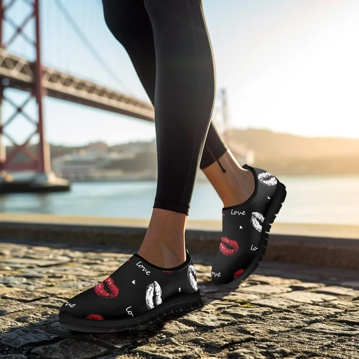 Flowers Casual House Shoes Breathable Mesh Sneakers for Women Comfort Soft Anti-Slip Shock Absorption EVA Sole Hiking Shoes for Outdoor Size 5.5-11.5 Black Sole