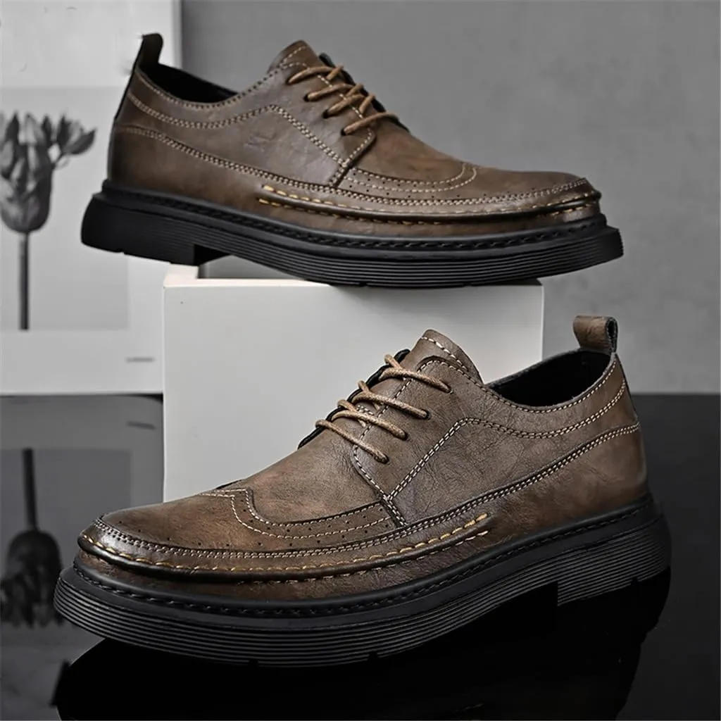 FMURY Men's Versatile Casual Leather Shoes Outdoor Breathable Shoes Lace Up Driving Hiking Shoes for Man(40 Code)