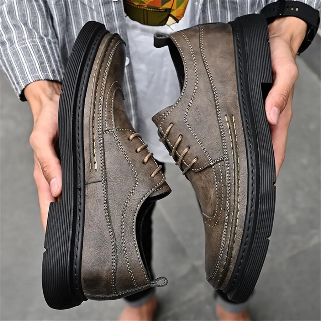 FMURY Men's Versatile Casual Leather Shoes Outdoor Breathable Shoes Lace Up Driving Hiking Shoes for Man(40 Code)