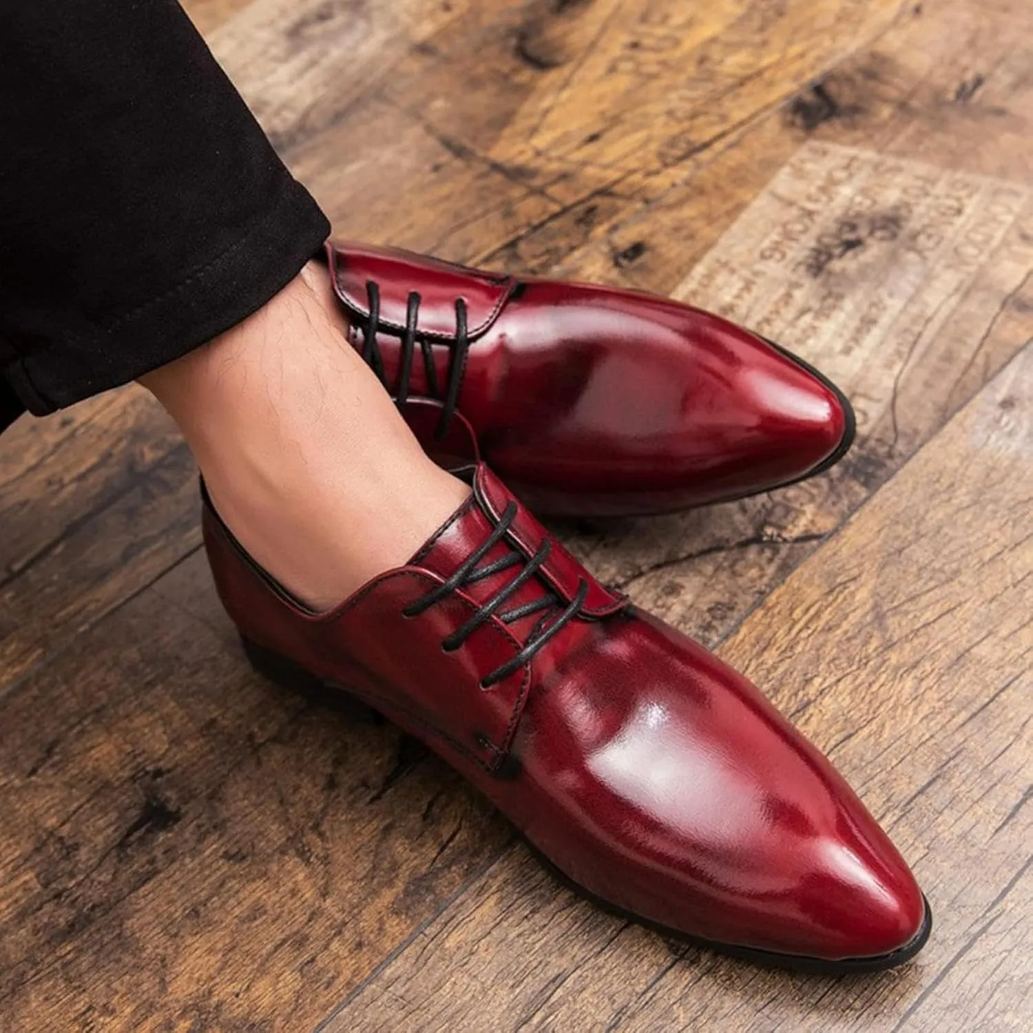 Formal Business Shoes for Men, Gentlemen, Patent Leather Pointed Oxford Shoes for Men, Casual and Versatile Dress Shoes