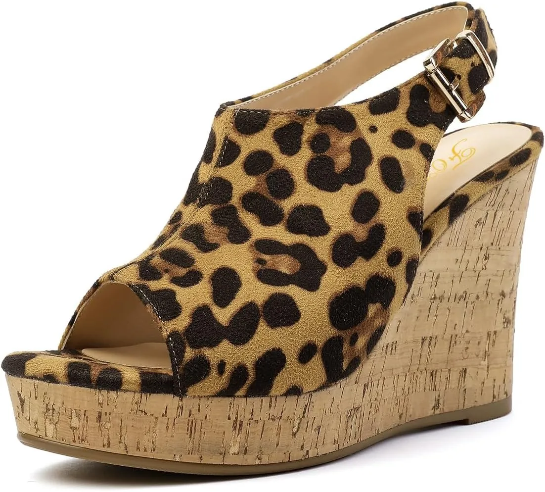 FOWT Women Open Toe Thick Platform Sandals Wedge High Heel Slingbacks Buckle Casual Summer Dressy Shoes Size 4-15 US