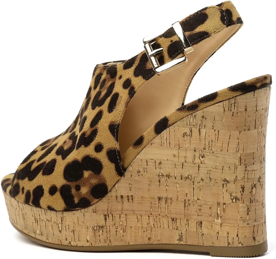 FOWT Women Open Toe Thick Platform Sandals Wedge High Heel Slingbacks Buckle Casual Summer Dressy Shoes Size 4-15 US