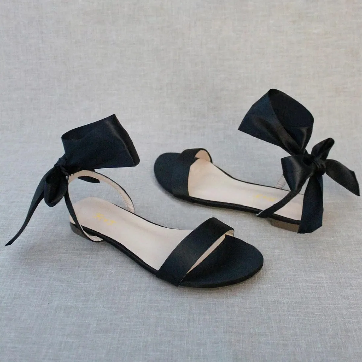 FOWT Women Round Open Toe Sandals Lace up Bow Flats Elegant Wedding Daily Formal Dressy Shoes Size 4-16 US