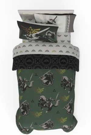 Franco Collectibles Legend of Zelda Gaming Bedding 5 Piece Super Soft Reversible Comforter and Sheet Set with Sham, Twin, (Officially Licensed Product)