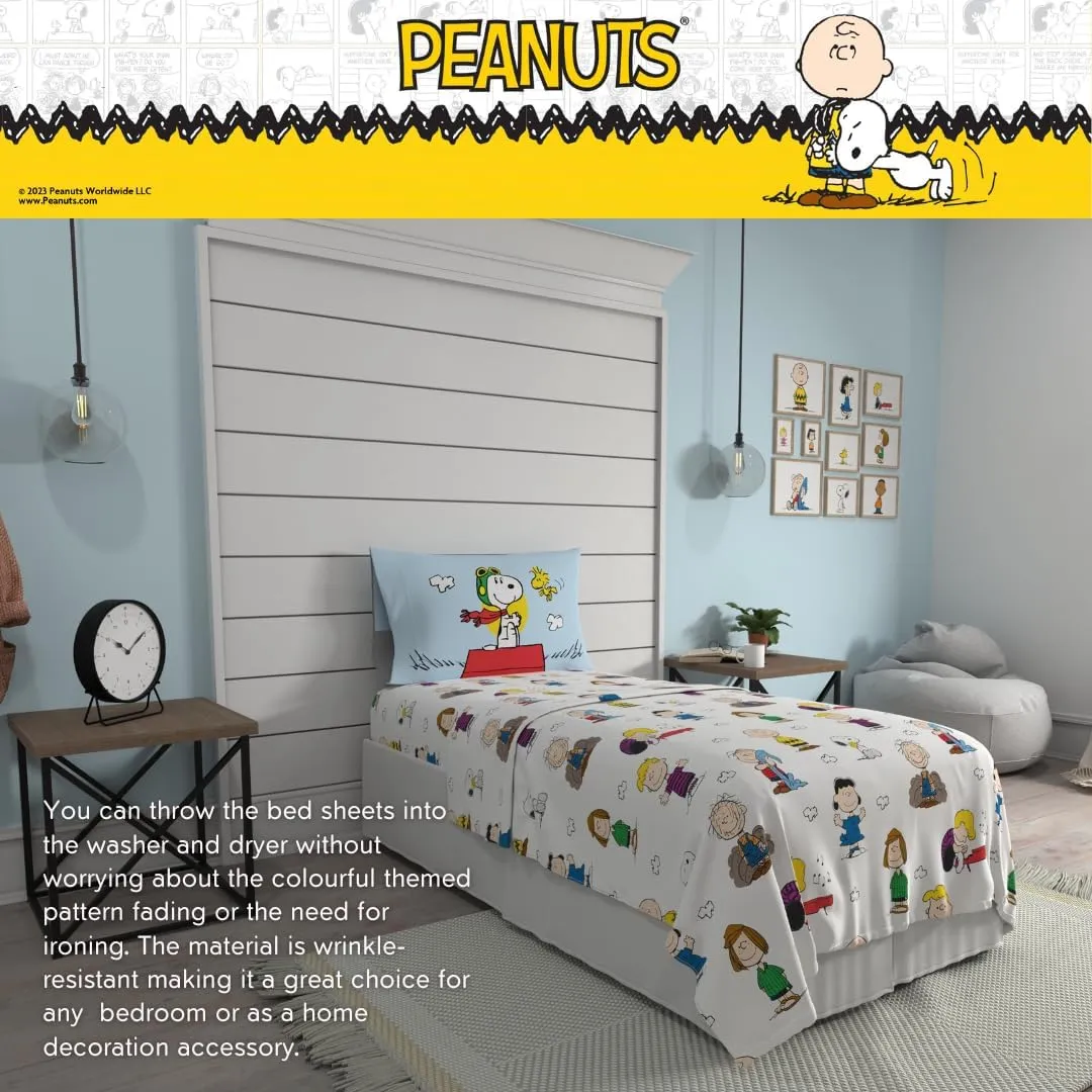 Franco Collectibles Peanuts Snoopy Bedding Super Soft Cozy Microfiber 3 Piece Twin Sheet Set, (Officially Licensed Product)
