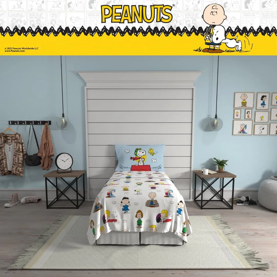 Franco Collectibles Peanuts Snoopy Bedding Super Soft Cozy Microfiber 3 Piece Twin Sheet Set, (Officially Licensed Product)