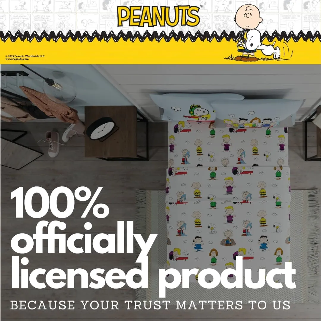 Franco Collectibles Peanuts Snoopy Bedding Super Soft Cozy Microfiber 4 Piece Queen Sheet Set, (Officially Licensed Product)